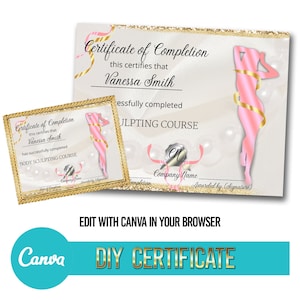 Body Sculpting Certificate of Completion, Diploma File Body Sculpting