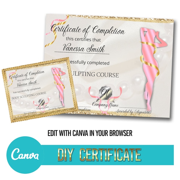 Body Sculpting Certificate Template Etsy