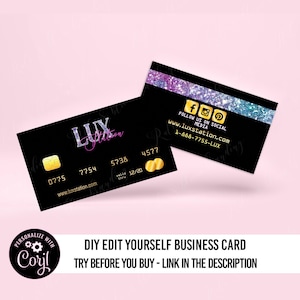 Diy credit card business card, Digital business card template, editable business card design, marketing hair stylist  business card