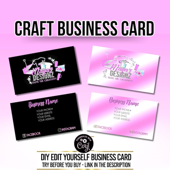 Craft Business Card design, Crafting editable business card, T-shirt Tumbler Maker Business Card, Small Business Cards, Premade Crafter Card