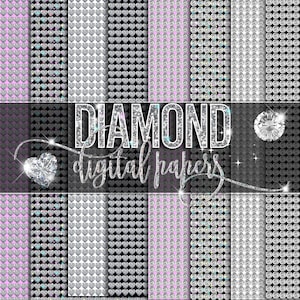 Immagini sovrapposte di diamanti senza soluzione di continuità, carta digitale di diamanti, clipart di gemme, texture glamour, texture glitterate, pietre preziose di strass per uso commerciale