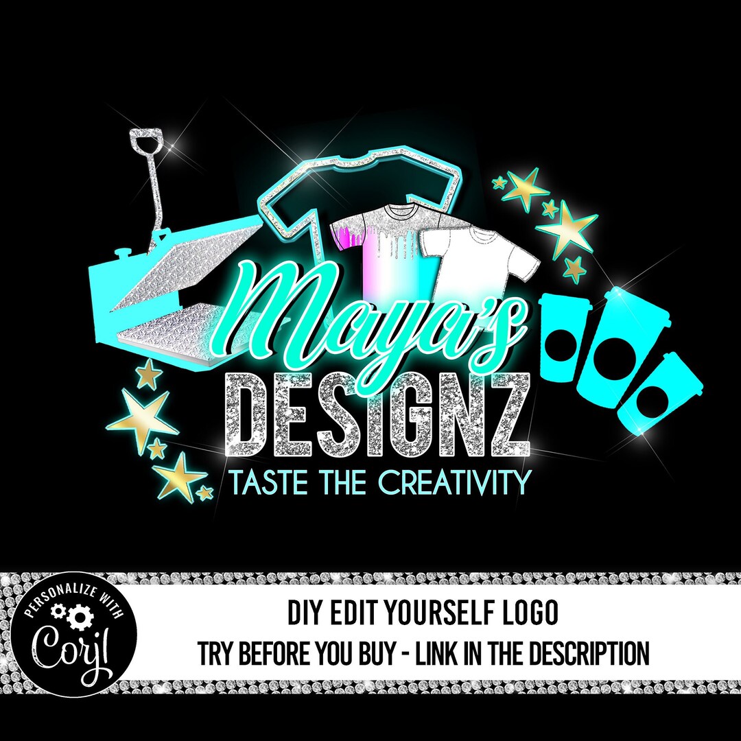 Tshirt Design Logo, Heat Press Logo Template, DIY Cricut Logo, Editable Crafting Logo Design