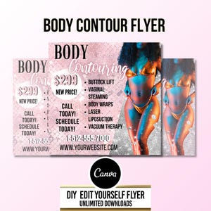 DIY BODY CONTOURING flyer, Body Sculpting Flyer, Body Contour Flyer, Instagram Social Media Template, Esthetician, Premade Body Spa Flyer