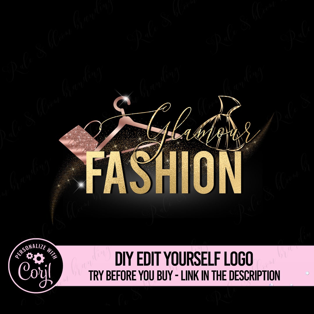 Boutique Logo Design Diy Fashion Logo Template Glitter - Etsy