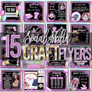 Plantillas editables para redes sociales para creadores de manualidades, folletos digitales para diseñadores de camisetas, publicaciones de marketing de Cricut, folletos para prensas térmicas