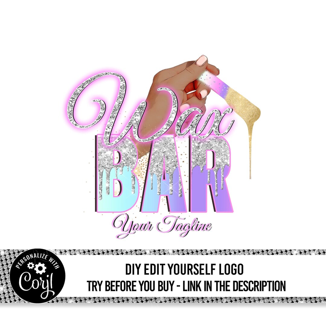 Waxing Logo Design, Editable Wax Logo, Sugar Wax Logo Template, Glitter
