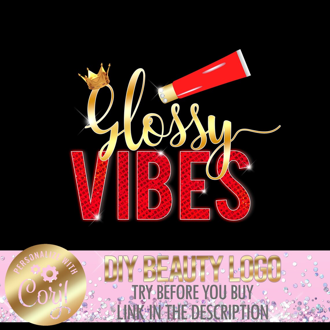 Lip Gloss Logo Lipgloss Logo Beauty Logo Design Etsy