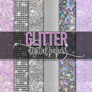 Glitter Diamant Digitales Papier, Diamant Clipart-Overlays, Glam Texturen, Glitzer Texturen, Schimmer Glitter Digitales Papier, Glitter Grafiken Clipart Bild 1