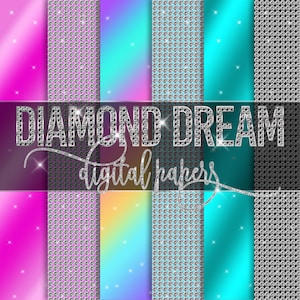 Immagini sovrapposte di diamanti senza soluzione di continuità, carta digitale di diamanti, clipart di gemme, texture glamour, texture glitterate, pietre preziose di strass per uso commerciale