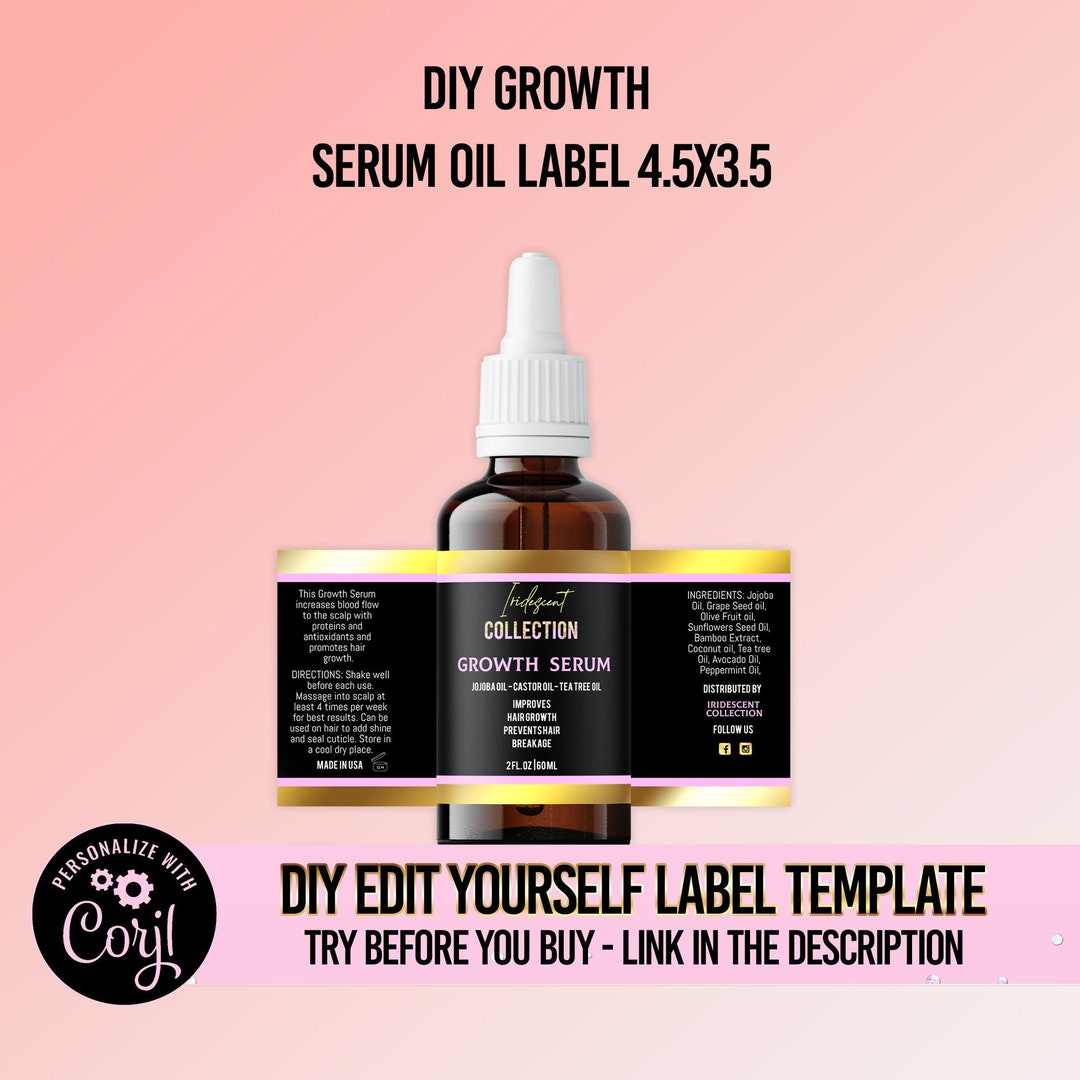 DIY Hair Growth Oil Label Design, Do It Yourself Product Label Design