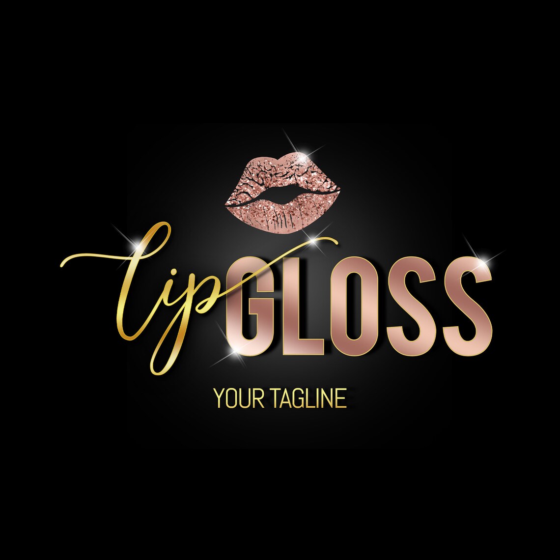 Lipgloss Logo Lip gloss Logo beauty Logo design LRG Etsy