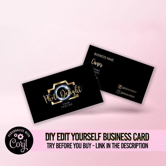 Editable Photography Business Card Design Photo Booth Etsy