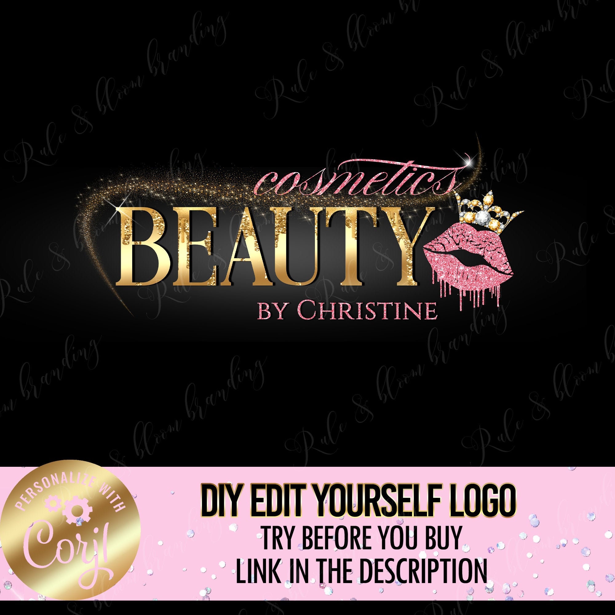 Lip gloss Logo DIY Lipgloss Logo beauty Logo design Lips Etsy