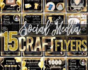 Craft Business Social Media Templates, DIY Marketing Flyers (Canva)