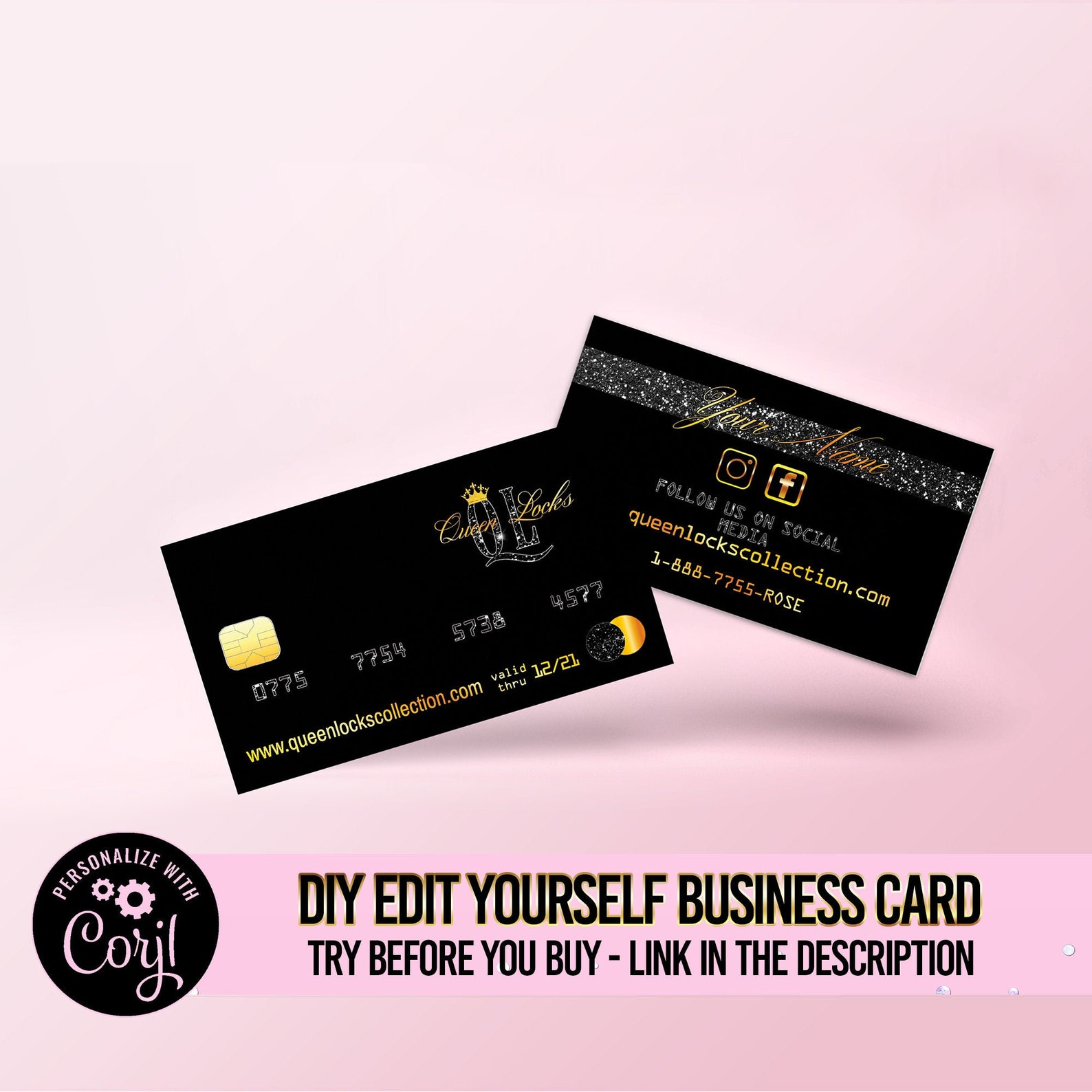 Diy credit card business card Digital business card template Etsy
