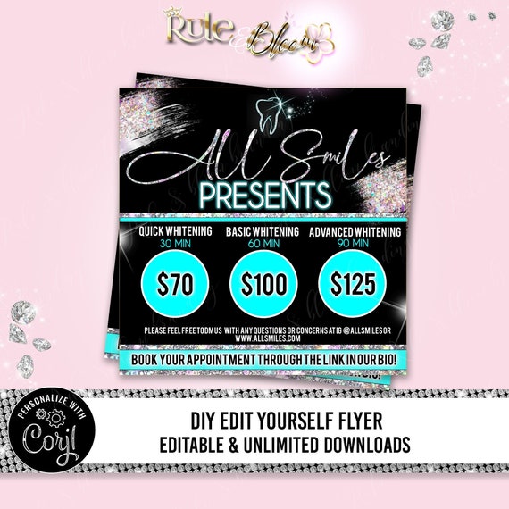 TEETH WHITENING Price List Template Teeth Pricelist Teeth Etsy