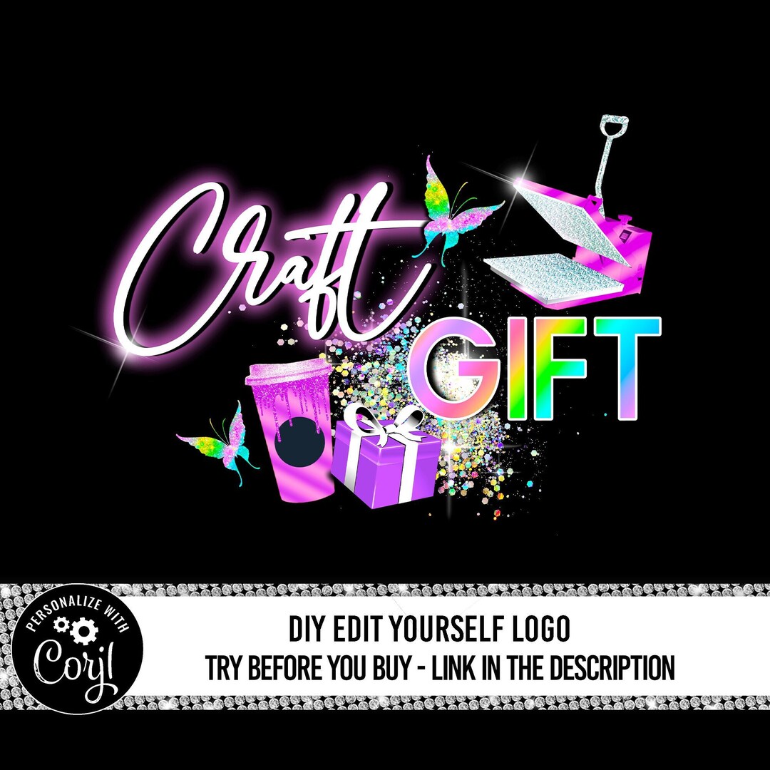 Heat Press Logo Template, Craft Logo, Tshirt Design Logo, DIY Cricut Logo, Editable Crafting