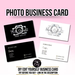 Design de cartão de visita de fotografia editável, cartão de visita personalizável para cabine de fotos, pequenos cartões de visita, cartão de marketing de fotógrafo pré-fabricado