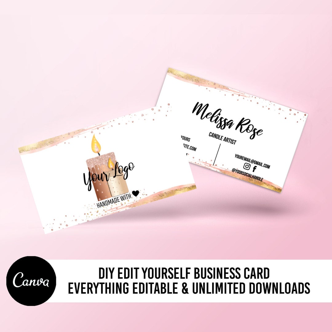 Candle Business Cards, Editable Business Cards Template, Wax Candles