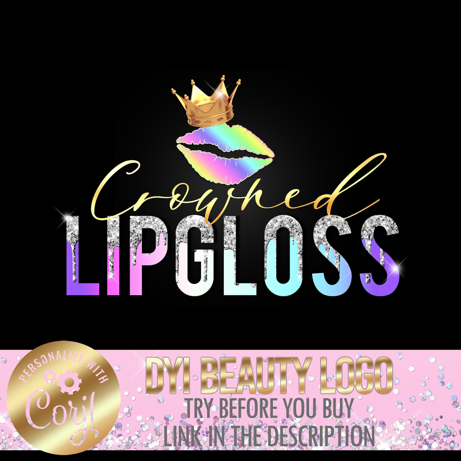 Lip Gloss Logo Lipgloss Logo Beauty Logo Design Etsy
