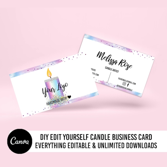 Candle Business Cards Editable Business Cards Template Wax Etsy