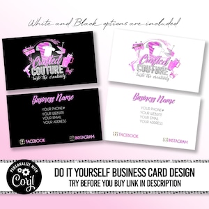 Craft Business Card Design, Crafting bearbeitbare Visitenkarte, T-Shirt Tumbler Maker Visitenkarte, kleine Visitenkarten