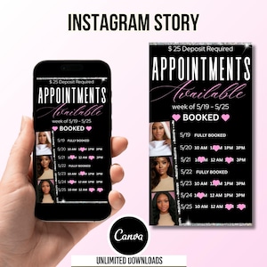 Hair Weekly Available Appointments Book Now Lash Weekly Available Appointments Braider Flyer Availability Design template