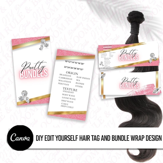 Hair Bundle Wraps and Hair Hang Tag Hair Bundle Hang Tags Etsy