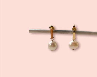 Barokke pareloorbellen, 14kt gouden stekers, handgemaakte sieraden