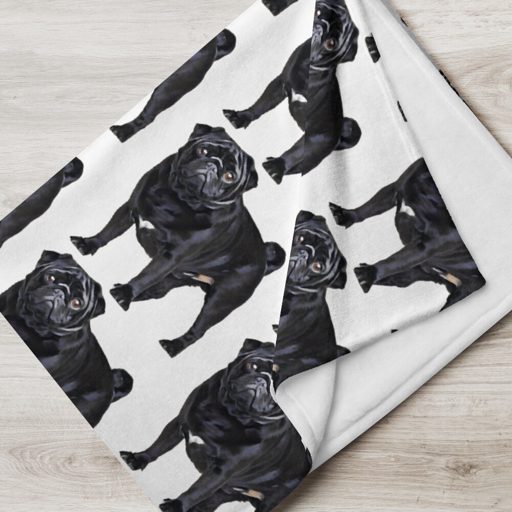Custom dog blanket black pug pet photo blanket custom pug Etsy