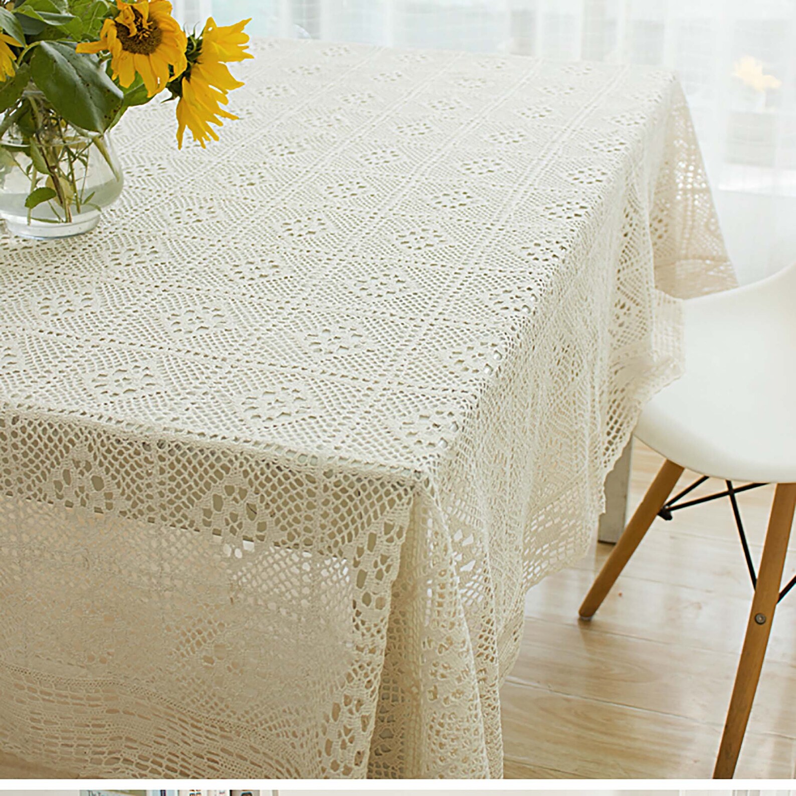 White Knitted TableclothCrochet TableclothRectangular/Round Etsy