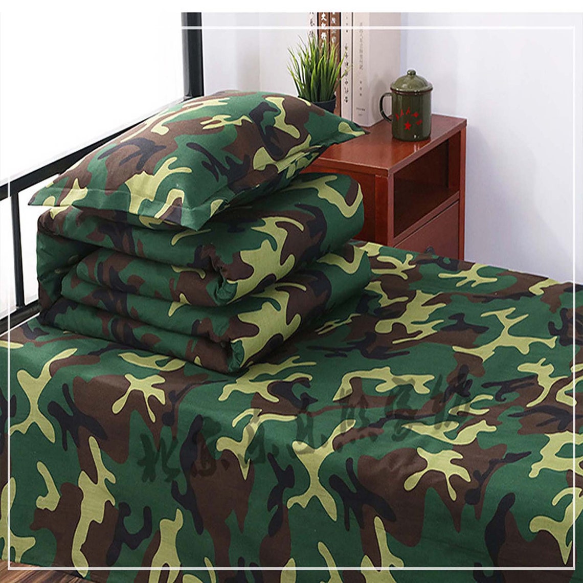 Army Green Camouflage Bedding Set Duvet Cover1 Pillow Cases Etsy