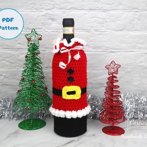 PDF - Wine Bottle Cozy, Santa Wine Bottle Sleeve, Christmas Wine Holder, Christmas Gifting, Christmas Wine Bag