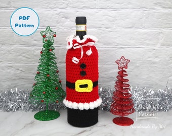 PDF - Wine Bottle Cozy, Santa Wine Bottle Sleeve, Christmas Wine Holder, Christmas Gifting, Christmas Wine Bag