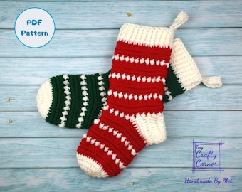 PDF Crochet Pattern - Christmas Stocking Pattern, Christmas Decor, Crochet Holiday Stocking, Christmas Crochet