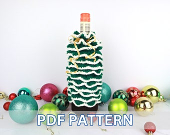 PDF - Christmas Tree Wine Cozy Crochet Pattern, Wine Bottle Sleeve, Christmas Wine Holder, Christmas Gifting, Christmas Wine Bag