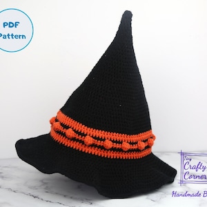 PDF Crochet Pattern - Crochet Witch Hat, Halloween Hat Crochet Pattern For Kids To Adult (6 sizes)