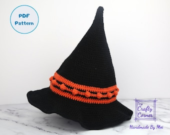 PDF Crochet Pattern - Crochet Witch Hat, Halloween Hat Crochet Pattern For Kids To Adult (6 sizes)