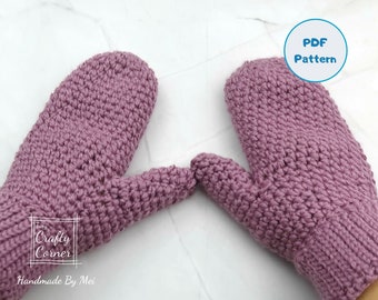 PDF Crochet Pattern - Mini Beany Mittens, Unisex Mitten Pattern, Cozy Mittens For Men & Women, Size S-XL