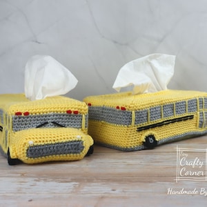 PDF Crochet Pattern School Bus Tissue Box Cover Pattern, Teacher's Gift, crochet School Bus, Back To School, Tissue Box Sleeve image 2