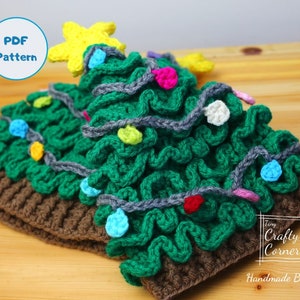 Patron au crochet PDF - chapeau de sapin de Noël dans toutes les tailles, bonnet de sapin de Noël, décoration de Noël, chapeau pour nouveau-né à adulte, Noël au crochet