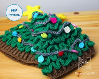 PDF Crochet Pattern - Christmas Tree Hat In ALL sizes, Christmas Tree Beanie, Christmas Decor, Hat For Newborn To Adult, Christmas Crochet