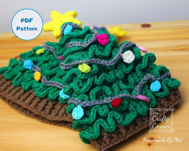 PDF Crochet Pattern Christmas Tree Hat In ALL sizes, Christmas Tree Beanie, Christmas Decor, Hat For Newborn To Adult, Christmas Crochet image 1