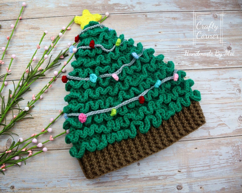 PDF Crochet Pattern Christmas Tree Hat In ALL sizes, Christmas Tree Beanie, Christmas Decor, Hat For Newborn To Adult, Christmas Crochet image 3