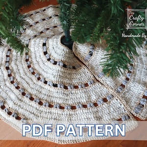 PDF Crochet Christmas Tree Skirt Pattern, Farmhouse Tree Skirt Crochet, DIY Christmas Tree Covering