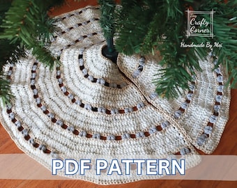 PDF Crochet Christmas Tree Skirt Pattern, Farmhouse Tree Skirt Crochet, DIY Christmas Tree Covering