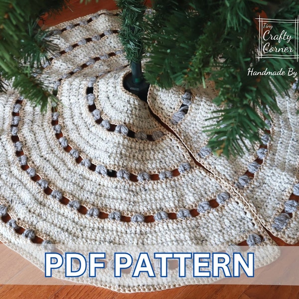 PDF Crochet Christmas Tree Skirt Pattern, Farmhouse Tree Skirt Crochet, DIY Christmas Tree Covering