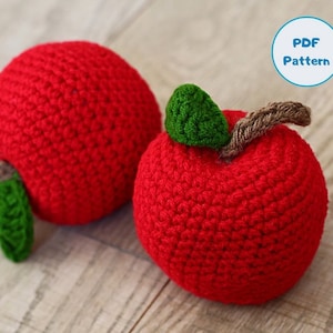 PDF Crochet Pattern: Crochet Apple, Play Food, Crochet Fruit Pattern, Teacher&#39;s Gift, Amgurami for Kids