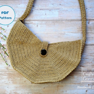 PDF Crochet Half Moon Crossbody Bag Pattern, Crochet Bag, DIY Crossbody Bag, Messenger Bag, Bag For Women
