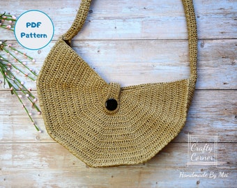 PDF Crochet Half Moon Crossbody Bag Pattern, Crochet Bag, DIY Crossbody Bag, Messenger Bag, Bag For Women